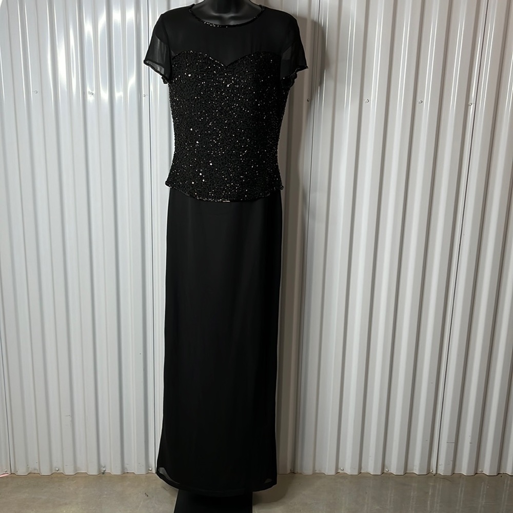 J.M.D New York Elegant Vintage Black Long Evening Dress. Preowned